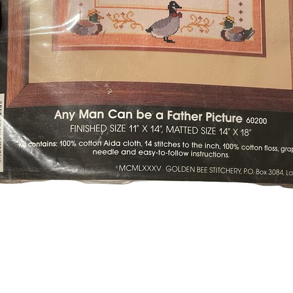 Golden Bee Counted Cross Stitch Kit “Any Man Can be a Father” Complete NEW Open - Picture 5 of 10